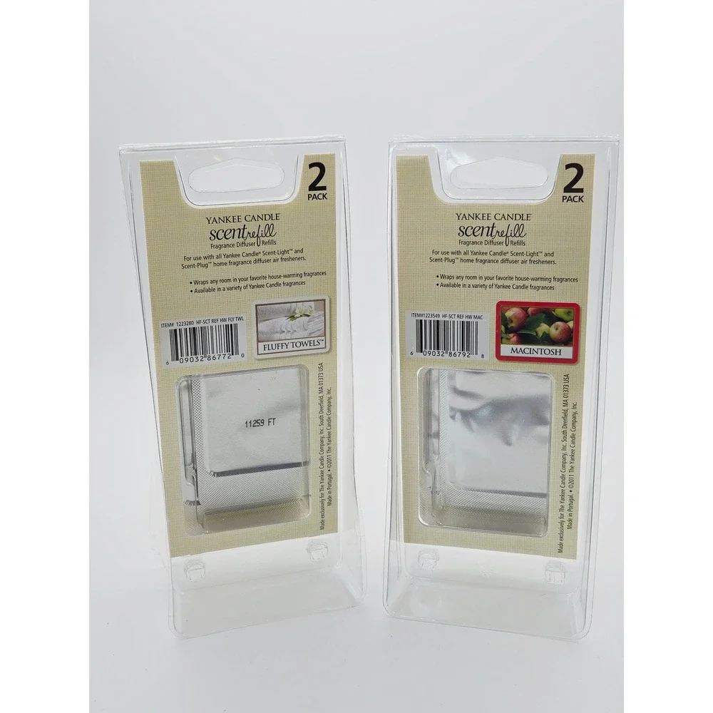 Yankee Candle ScentRefill 4 Pack Fluffy Towels and Macintosh Fragrance Diffuser